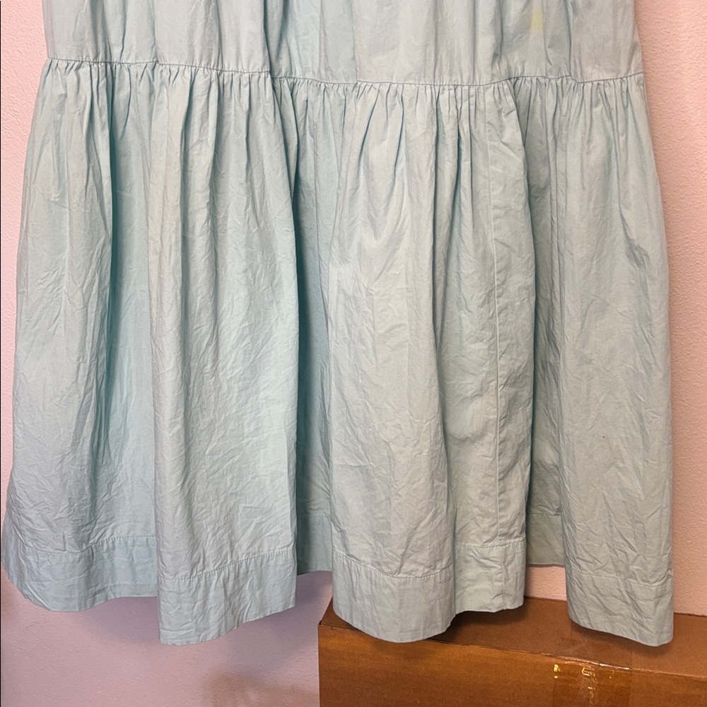 Anthropologie Helena Square-Neck Smocked Light Aqua Blue Midi Dress Medium - Picture 7 of 11